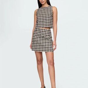 NWT - Gap Linen Blend Mini Skort / Black and Cream Gingham